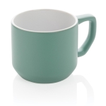 Promotional ceramic mug with modern design, 350 ml green colour