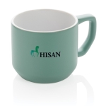 Promotional ceramic mug with modern design, 350 ml green colour