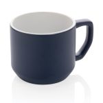 Promotional ceramic mug with modern design, 350 ml navy-blue colour