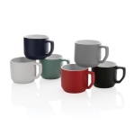 Promotional ceramic mug with modern design, 350 ml navy-blue colour