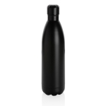 Large, promotional stainless steel thermal bottle, 1 L black colour