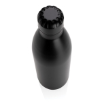 Large, promotional stainless steel thermal bottle, 1 L black colour