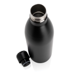 Large, promotional stainless steel thermal bottle, 1 L black colour