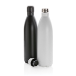 Large, promotional stainless steel thermal bottle, 1 L black colour