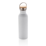 Single-wall steel bottle with lid and handle, 700 ml white colour