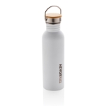 Single-wall steel bottle with lid and handle, 700 ml white colour