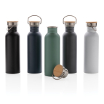 Single-wall steel bottle with lid and handle, 700 ml white colour general view