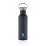 Single-wall steel bottle with lid and handle, 700 ml dark blue colour