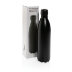 Large steel bottle with thermal function, 750 ml black colour view with box