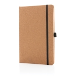 Branded, hardcover cork notebook, A5, ruled pages natural colour