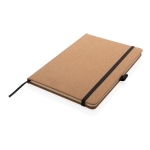 Branded, hardcover cork notebook, A5, ruled pages natural colour