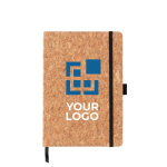 Branded, hardcover cork notebook, A5, ruled pages
