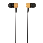 In-ear bamboo headphones with magnetic tips black colour