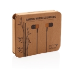 In-ear bamboo headphones with magnetic tips black colour