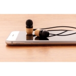 In-ear bamboo headphones with magnetic tips black colour