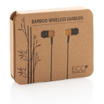 In-ear bamboo headphones with magnetic tips black colour