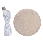 Ultra-slim wireless charger with eco-friendly circular shell natural colour
