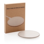 Ultra-slim wireless charger with eco-friendly circular shell natural colour