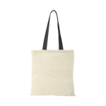 Cotton bag with long coloured handles, 100 g/m² black colour