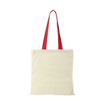 Cotton bag with long coloured handles, 100 g/m² red colour