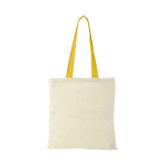 Cotton bag with long coloured handles, 100 g/m² yellow colour
