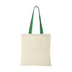 Cotton bag with long coloured handles, 100 g/m² green colour
