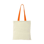 Cotton bag with long coloured handles, 100 g/m² orange colour