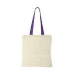 Cotton bag with long coloured handles, 100 g/m² violet colour