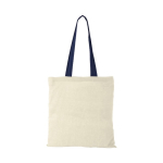 Cotton bag with long coloured handles, 100 g/m² navy-blue colour
