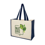 Canvas jute bag with laminated interior navy-blue colour