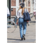 Sustainable recycled cotton merch bag, 145 g/m² navy-blue colour