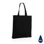 Reinforced promotional recycled cotton bag, 145 g/m² black colour