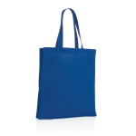 Reinforced promotional recycled cotton bag, 145 g/m² blue colour third view