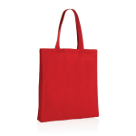 Reinforced promotional recycled cotton bag, 145 g/m² red colour third view