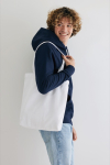 Reinforced promotional recycled cotton bag, 145 g/m² white colour