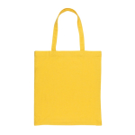 Reinforced promotional recycled cotton bag, 145 g/m² yellow colour second view