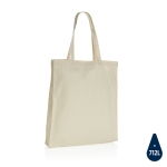 Reinforced promotional recycled cotton bag, 145 g/m² beige colour