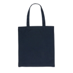 Reinforced promotional recycled cotton bag, 145 g/m² navy-blue colour