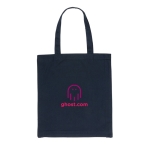 Reinforced promotional recycled cotton bag, 145 g/m² navy-blue colour