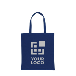 Reinforced promotional recycled cotton bag, 145 g/m² navy-blue colour
