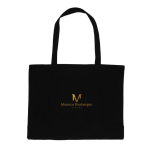 Large printed or embroidered recycled cotton bag, 145 g/m² black colour view with logo