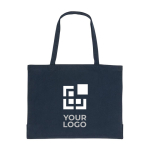 Large printed or embroidered recycled cotton bag, 145 g/m² navy-blue colour
