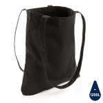 Recycled branded tote bags with long handles, 330 g/m² black colour