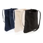 Recycled branded tote bags with long handles, 330 g/m² black colour