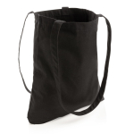 Recycled branded tote bags with long handles, 330 g/m² black colour third view