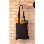 Recycled branded tote bags with long handles, 330 g/m² black colour ambient view