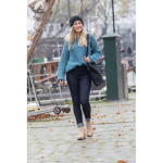 Recycled branded tote bags with long handles, 330 g/m² black colour ambient view 3 