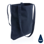 Recycled branded tote bags with long handles, 330 g/m² blue colour