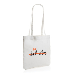 Recycled branded tote bags with long handles, 330 g/m² white colour