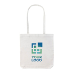 Recycled branded tote bags with long handles, 330 g/m² white colour